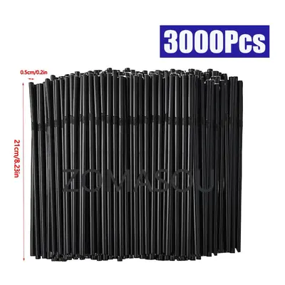 (Black 3000Pcs) 50/3000/6000Pcs Multicolor Drinking Rietjes Straw Milk Tea Bar Party Kunststof D