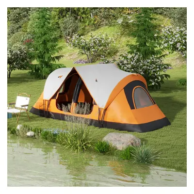 Outsunny Room Camping Tent with Waterproof Rainfly & Screen Panels Orange