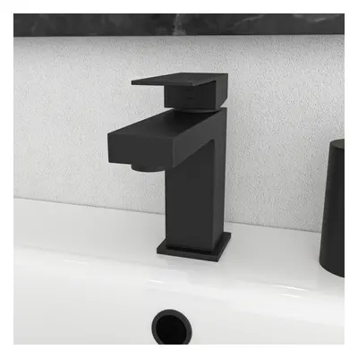 Nes Home Square Single Lever Bathroom Matte Black Basin Mono Mixer Tap