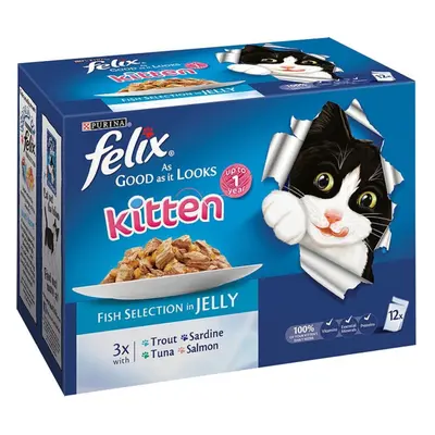 Felix Pouch Agail Kitten Fish Multipack Mvp 12x100g (Pack of 4)