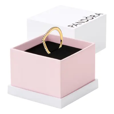 PANDORA Sparkling Wishbone Ring - Stackable Gold Ring for Women - Gift