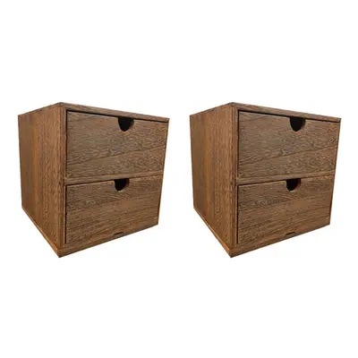 2X Wooden Box Storage Drawer Wooden Chest of Drawers Jewelry Cosmetics Organizer Office Home Dec