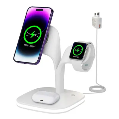 Magnetic Wireless Charger, Upgrade in Wireless Charging Station with LED Lamp Compatible with Ap