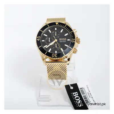 NEW HUGO BOSS OCEAN EDISION YELLOW GOLD MESH STRAP MENS WATCH