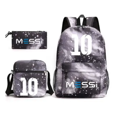 (14) 3pcs Football Messi Backpack 3D Printe Teens Shoulder Bags