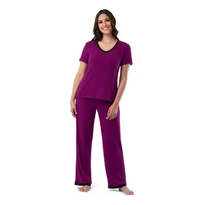 Fruit of the Loom Women's Short Sleeve Tee and Pant Piece Sleep Paja