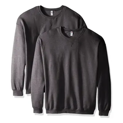 Fruit of the Loom Mens Crew Sweatshirt Pack Charcoal Heather Large