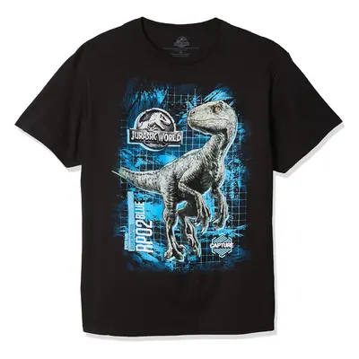 Jurassic World boys Jurassic World Blue Raptor Grid Short Sleeve Tshirt T Shirt Black Medium US