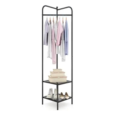 Corner Coat Rack Freestanding Hall Tree Entryway Storage Organizer