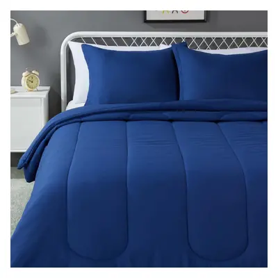 Amazon Basics Piece Microfiber Kid's Comforter and Pillow Sham Set Full/Queen Navy Solid