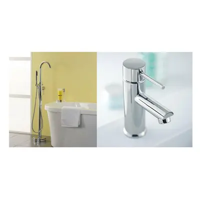 Arena Freestanding Bath Shower Mixer & Basin Mono Tap Chrome