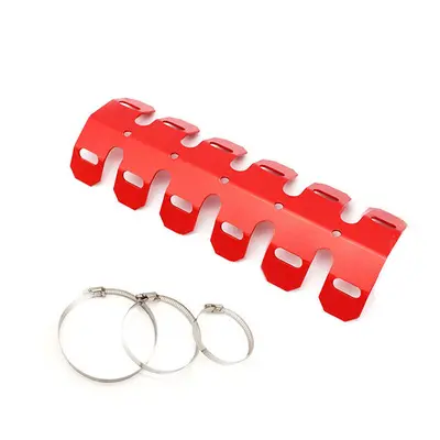 (Red) Universal Motorcycle 2-stroke Engine Exhaust Muffler Pipe Heat Shield Cover Guard