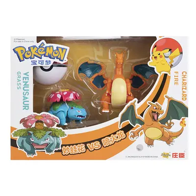 (Charizard Venusaur) Original Box Pokemon Styles Pokeball Deformation Toy Set Anime Figure