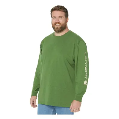 Carhartt Men's Big Loose Fit Heavyweight Long Logo Sleeve Graphic T-Shirt Arborvitae Heather Lar