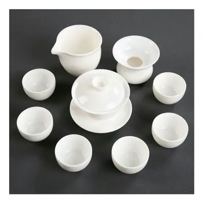 (10 piece set of covered bowls (as shown in the picture), Universal version) Dehua Sheep Fat Jad