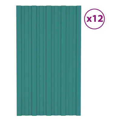 vidaXL 12x Roof Panels Galvanised Steel Green Profile Sheet Shed Roof Panel