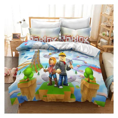 (17, Single(135x200 cm)) ROBLOX Bedding Single Double Duvet Cover Cartoon Kids Quilt Cover