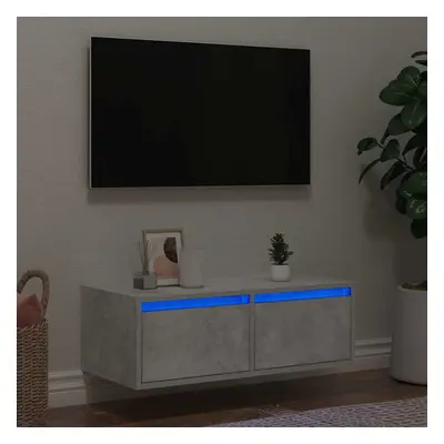 vidaXL TV Cabinet with LED Lights Concrete Grey 75x35.5x25 cm TV stand