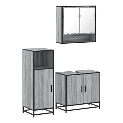 (grey sonoma) vidaXL Piece Bathroom Furniture Set Grey Sonoma Engineered Wood