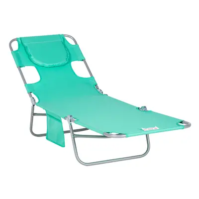 Outsunny Chaise Lounge Portable Adjustable Backrest with Face Cavity Green