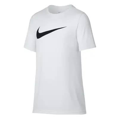 NIKE Boys' Dry Short Sleeve Swoosh Solid Tee White/Black Large