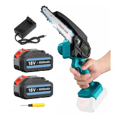 (1x6" Chainsaw+2x3.0A Battery+Charger) 6inch Small Mini Cordless Chainsaw Handheld Garden Saw 5.