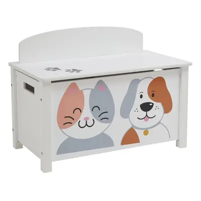 Liberty House Toys 37.5x68cm Kids Wooden Toy Box, Cat and Dog