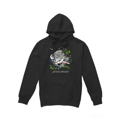 (M, Black) Star Wars Mens Pew Pew X-Wing Hoodie