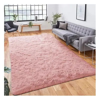 (80cm x cm (2 ft in x ft), Pink Shaggy Rugs) Fluffy Rug Non-Slip Shaggy Rugs Living Room Carpet