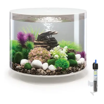 biOrb Tube 35L White Aquarium with MCR LED Lighting and Heater Pack