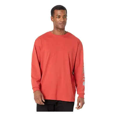 Carhartt Men's Loose Fit Heavyweight Long Logo Sleeve Graphic T-Shirt Chili Pepper Heather Mediu