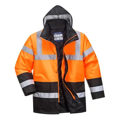 (3XL, Orange/Black) Portwest Mens Contrast Hi-Vis Safety Traffic Jacket