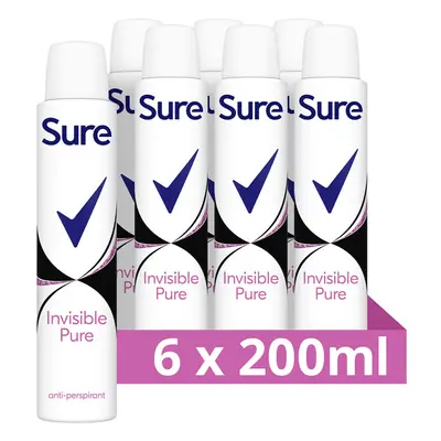 Invisible Pure Anti-Perspirant Aerosol pack of deodorant for women that protects against white m