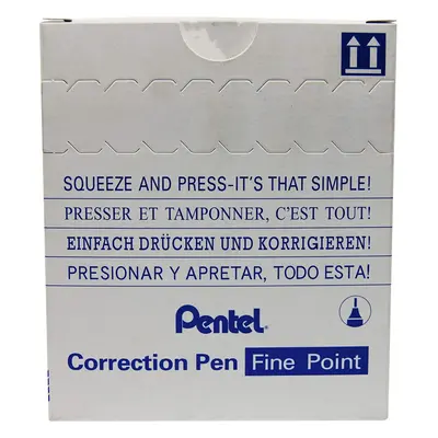 Pentel Micro Correct Correction Fluid Pen Needle Point Precision Tip 12ml Fine Ref ZL31-W [Pack 