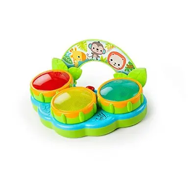 Bright Starts, Safari Beats Musical Instrument Drum Toy with Colourful Lights, 12+ Melodies & So