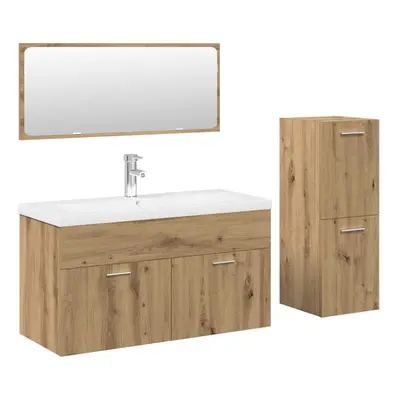 (artisan oak) vidaXL Bathroom Furniture Set Chipboard Wall Mirror Multi Sizes Multi Colors