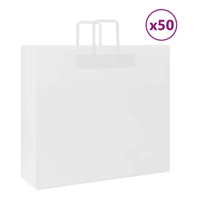 (white, x x cm) vidaXL Paper Bags pcs with Handles White 54x15x49 cm Paper Grocery Bag