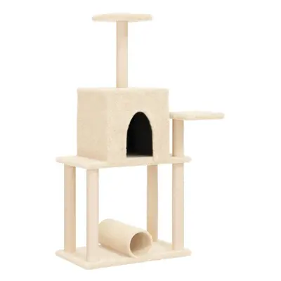 (cream) vidaXL Cat Tree with Sisal Scratching Posts Cat Scratch Tower Climbing Tree