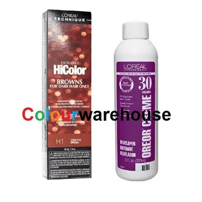 (H1 + Dev (Vol.30) 8oz) L'Oreal HiColor H1 Coolest Brown