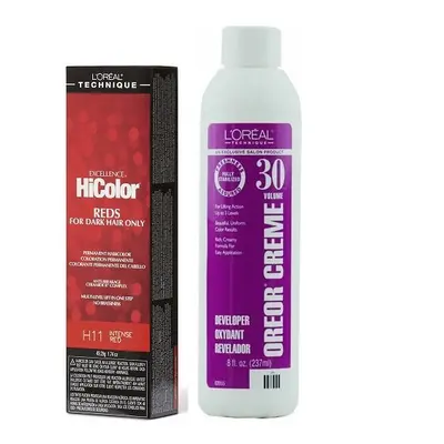 (H11+Dev(Vol.30)8oz) H11 Intense Red L'Oreal Excellence HiColor REDS For Dark Hair Only