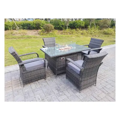 Fimous Outdoor Lounge Rattan Sofa Set Garden Furniture Gas Firepit Set