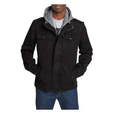 Levis mens Four-pocket Hooded Jacket BlackPolytwill Lined Medium US