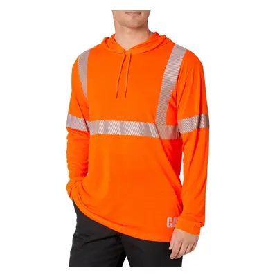 Caterpillar Men's Classic Fit Long Sleeve Hooded Shirt Hi-Vis Orange