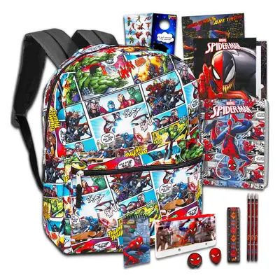 Marvel Avengers Backpack Set Boys Girls Kids - Pc Bundle With Avengers Superhero School Bag Fold