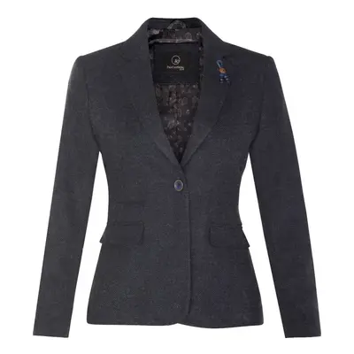 (12) Womens Tweed 1920s Harringbone Navy Blazer -Layton