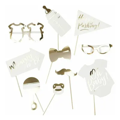 Gold Photo Booth Props, Baby Shower Game, Oh Baby Decorations, Neutral Baby Shower, Baby Shower 