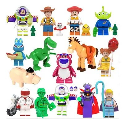 (Set) 14pcs Toy Story Buzz Lightyear Woody Mini figure Building Blocks Kid Toys