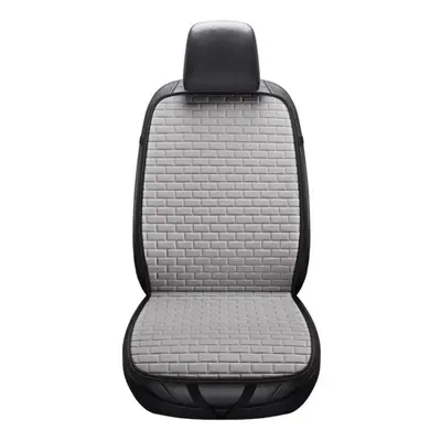 (Grey) Universal Front Car Seat Cushion Cover Breathable Flax Protector Cushion Anti-slip