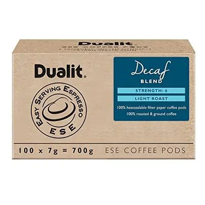 Dualit Decaf ESE Coffee Pods |100 Pack | x | Servings of Premium Ground De Caffeinated Coffee in