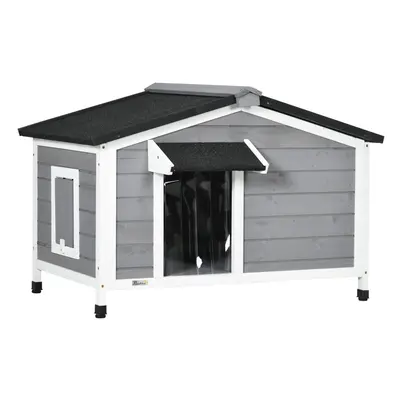 PawHut Wooden Dog Kennel for Outside 97L x 72W x 65Hcm, Grey